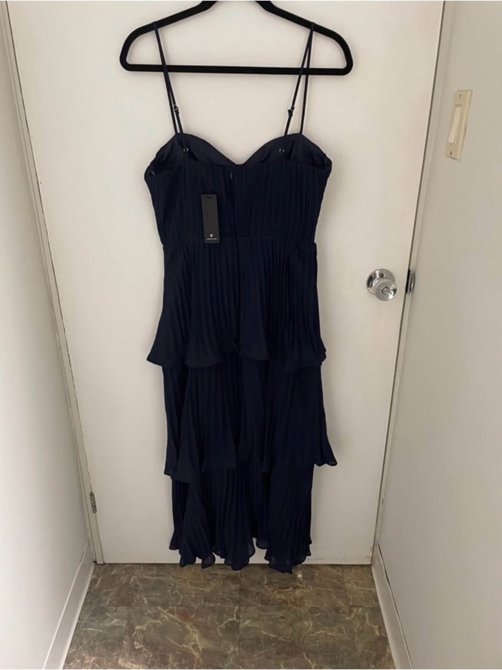 Lulu's Navy Tiered Spaghetti-Strap Midi Dress - Picture 4 of 4